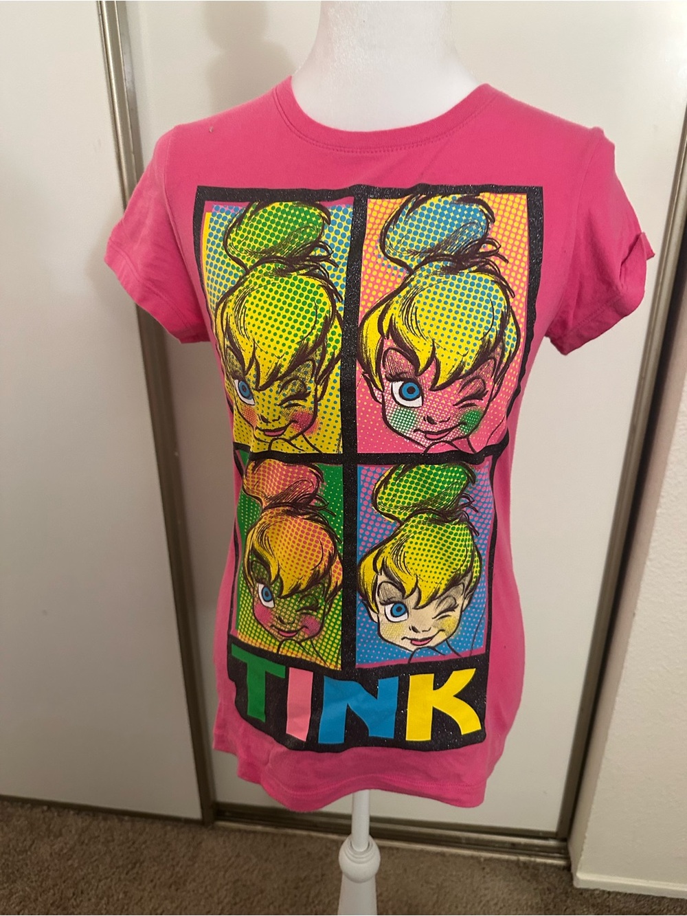Disney juniors Hot Pink Tinker Bell Pop Art Short Sleeve Tee